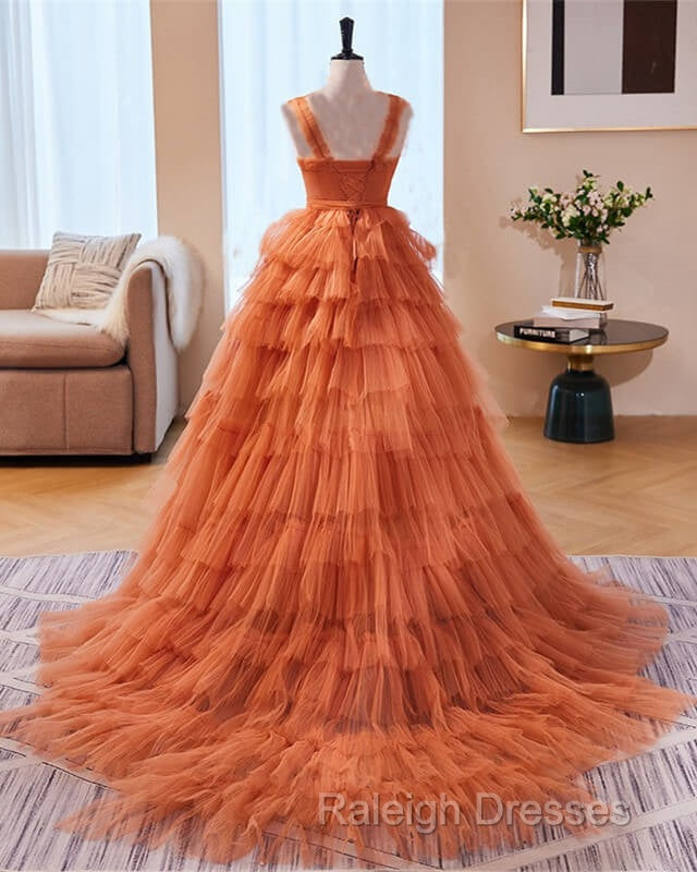 Orange Tulle Ruffles Ball Gown Corset Dresses Secondary image