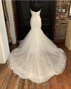 Organza And Satin Mermaid Wedding Dress Strapless
