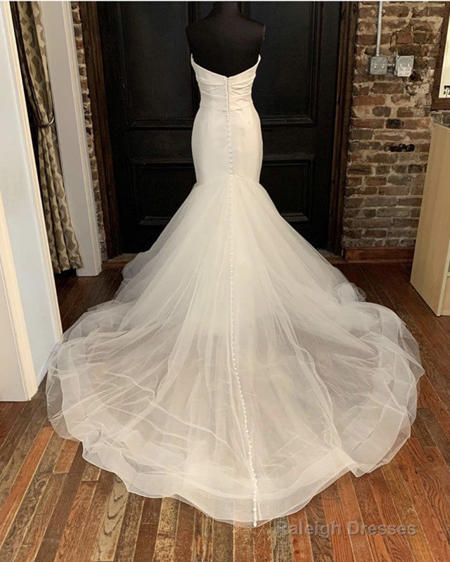 Organza And Satin Mermaid Wedding Dress Strapless