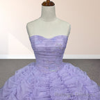 Organza Ball Gowns Sweetheart Lavender Pleats Prom Dress
