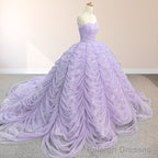 Organza Ball Gowns Sweetheart Lavender Pleats Prom Dress