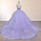 Organza Ball Gowns Sweetheart Lavender Pleats Prom Dress