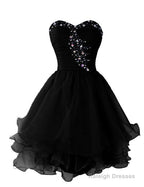 Organza Short Beaded Cute Homecoming Dresses, Lovely Sweetheart Prom Dress