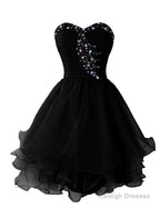 Organza Short Beaded Cute Homecoming Dress Lovely Sweetheart Prom Dresses