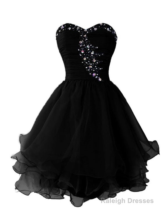Organza Short Beaded Cute Homecoming Dress Lovely Sweetheart Prom Dresses
