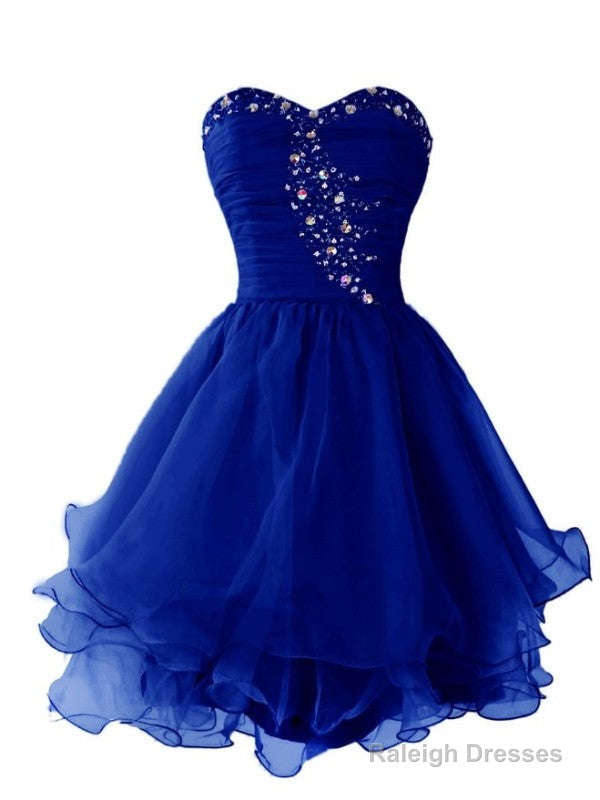 Organza Short Beaded Cute Homecoming Dress Lovely Sweetheart Prom Dresses