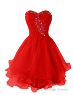 Organza Short Beaded Cute Homecoming Dresses, Lovely Sweetheart Prom Dress