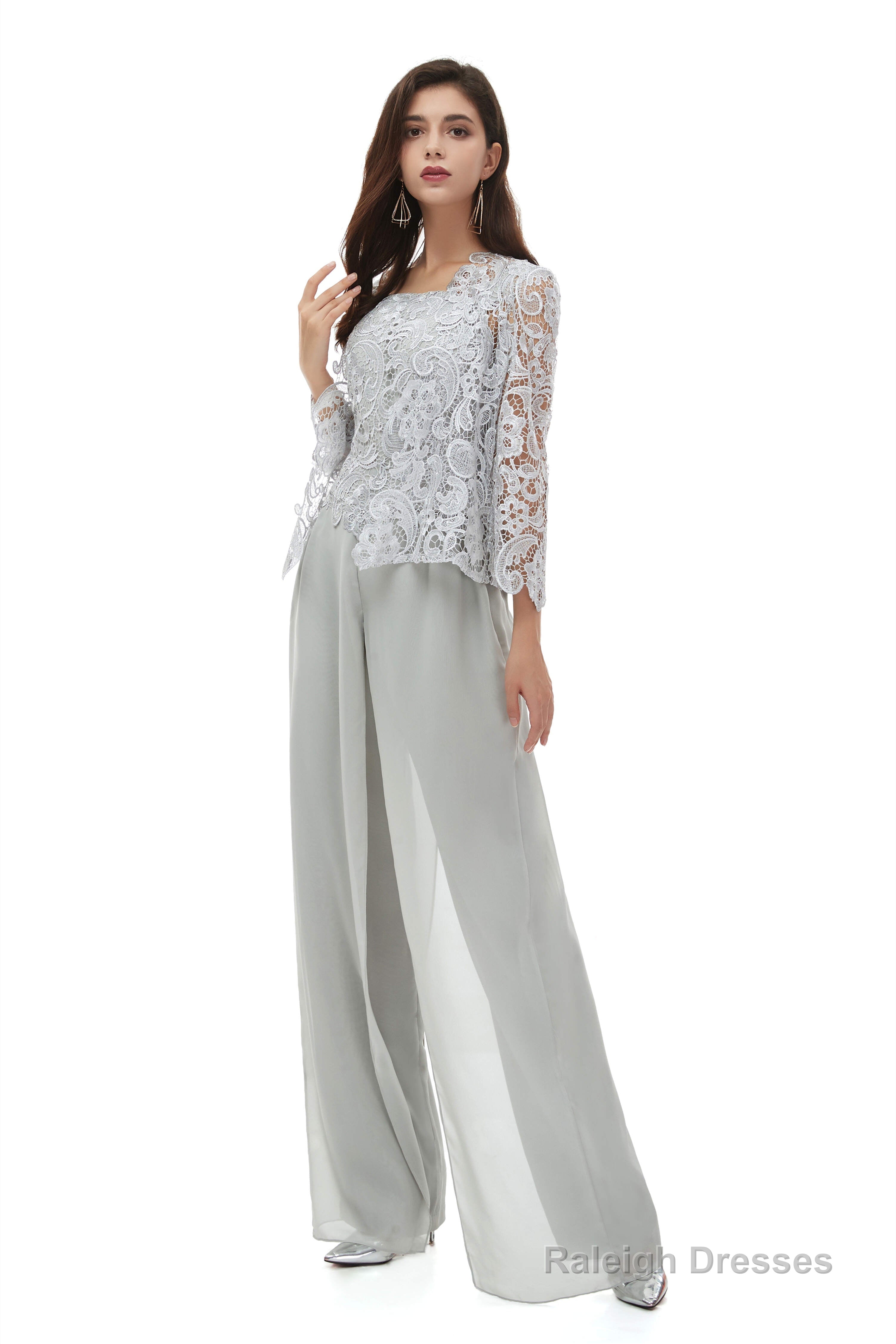 Pant Suits Lace Bateau Neckline Long Sleeves Mother Of The Bride Dresses Secondary image