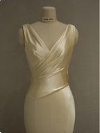 Pastel Yellow Satin Backless Mermaid Long Prom Dresses