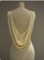 Pastel Yellow Satin Backless Mermaid Long Prom Dresses