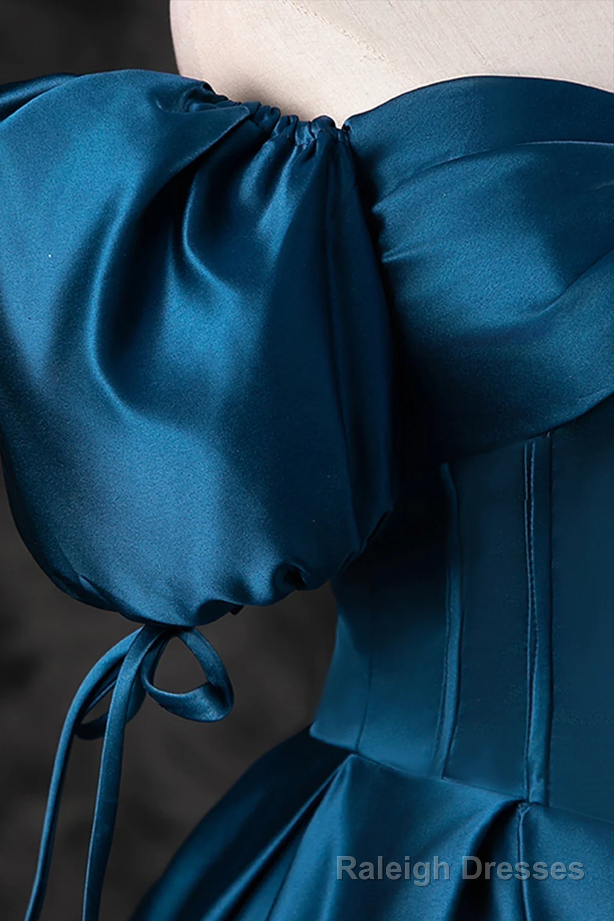 Peacock Blue Long Satin Prom Dresses, Peacock Blue Long Satin Formal Prom Dresses