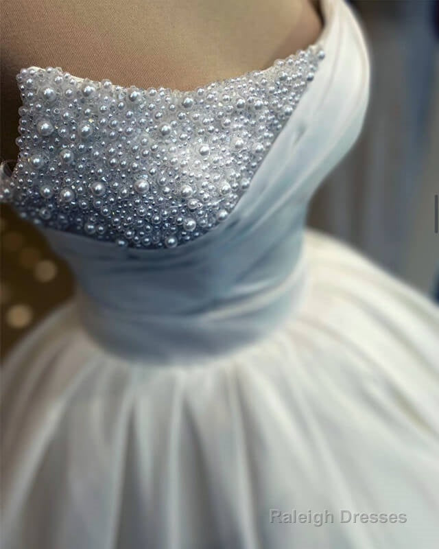 Pearl Strapless Satin Corset Wedding Dresses Secondary image