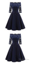 Perfect Navy Blue Homecoming Dress,Off The Shoulder Homecoming Dresses
