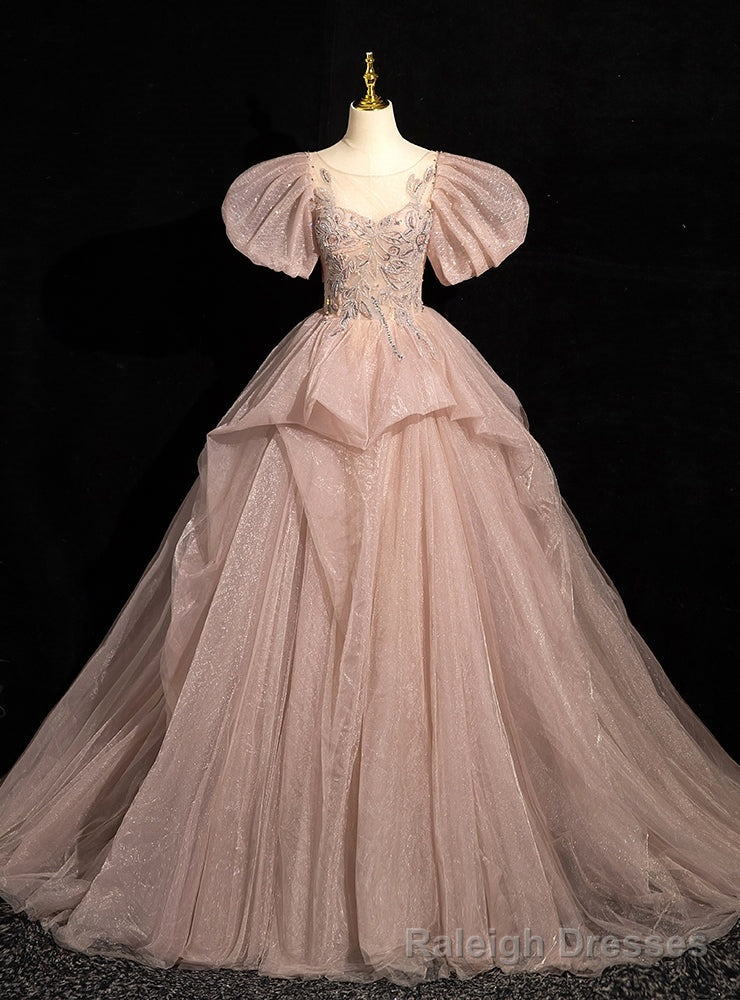Pibk Tulle Sequins Puff Sleeve Beading Prom Dress Main image