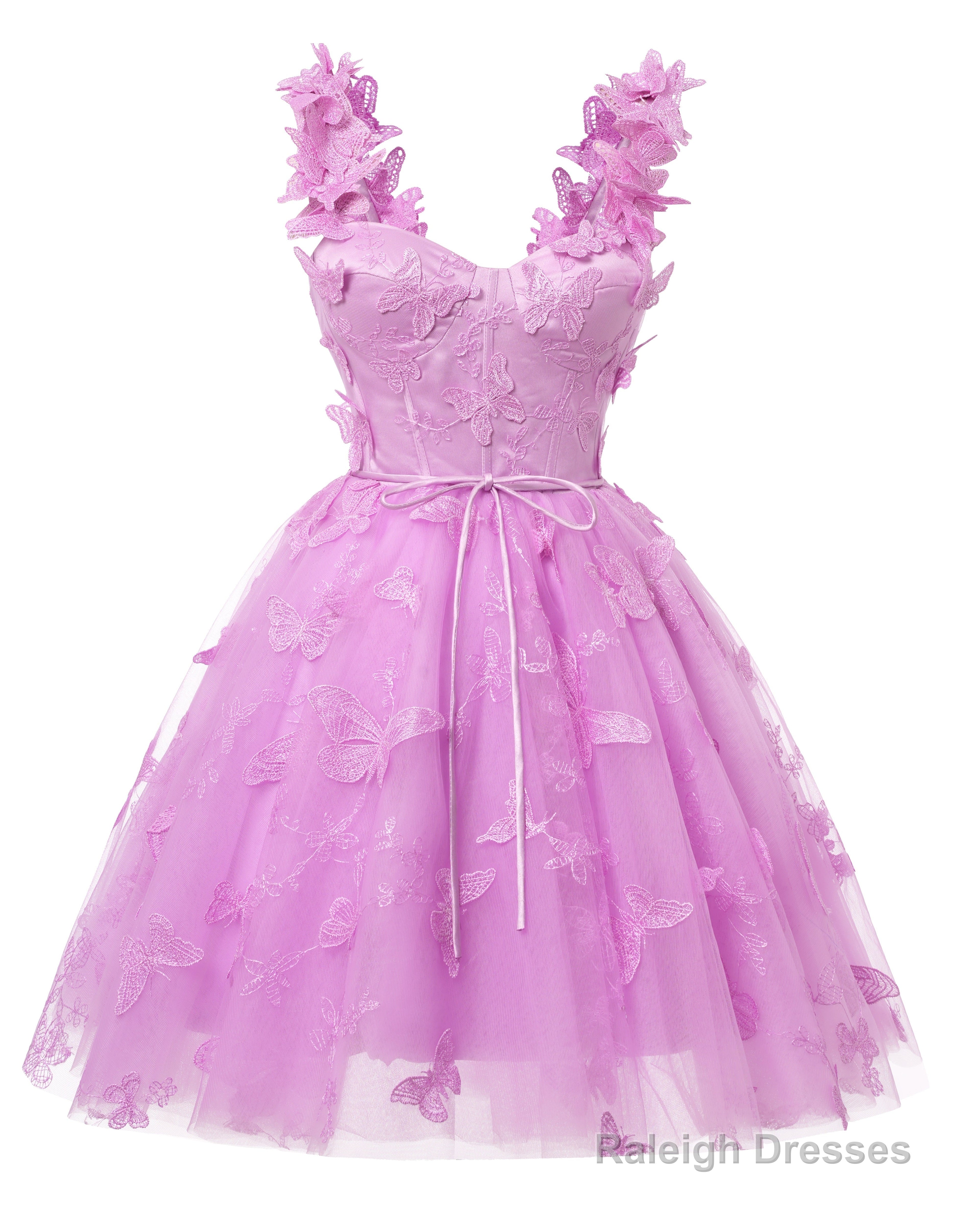Dusty Blue 3D Butterfly Lace Applique Tulle Homecoming Dress for Teens Sweetheart Mini Short Prom Dresses
