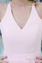 Pink A-Line Mini Lace Bridesmaid Dresses