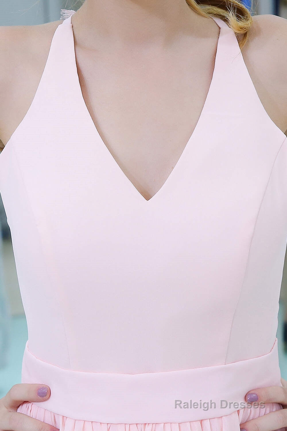 Pink A-Line Mini Lace Bridesmaid Dresses