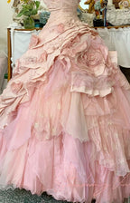 Pink A-Line Princess Quinceanera Dresses Ball Gowns Sweet 16 Dress