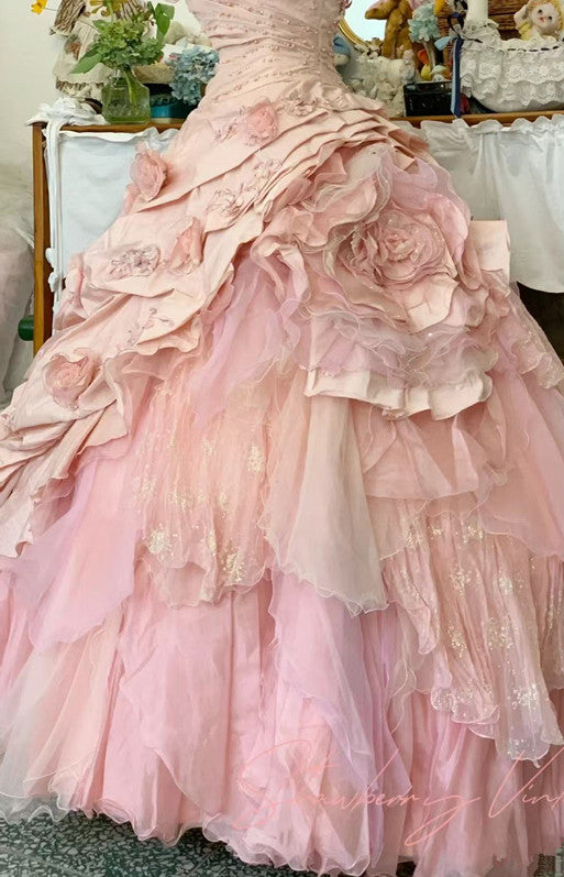 Pink A-Line Princess Quinceanera Dresses Ball Gowns Sweet 16 Dress