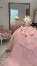 Pink A-Line Princess Quinceanera Dresses Ball Gowns Sweet 16 Dress