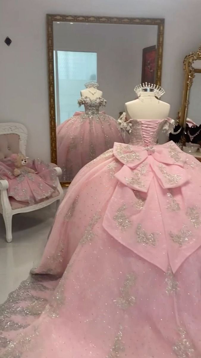Pink A-Line Princess Quinceanera Dresses Ball Gowns Sweet 16 Dress