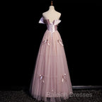 Pink A-Line Strapless Satin Tulle Prom Dresses Long Graduation Prom Birthday Dresses
