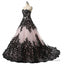 Pink And Black Applique Lace Quinceanera Ball Prom Dresses