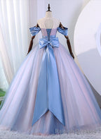 Pink and Blue Off Shoulder with Lace Applique Formal Dress, Sweet 16 Gowns Formal Dress