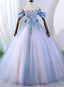 Pink and Blue Off Shoulder with Lace Applique Formal Dress, Sweet 16 Gowns Formal Dress