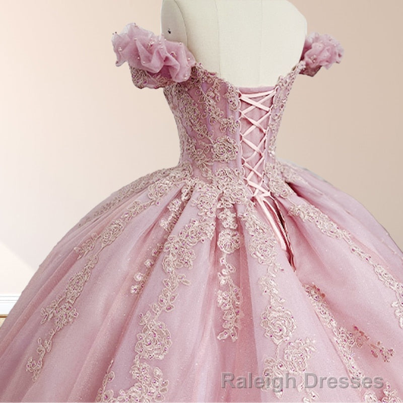 Pink Ball Gowns Off the Shoulder Quinceanera Dresses