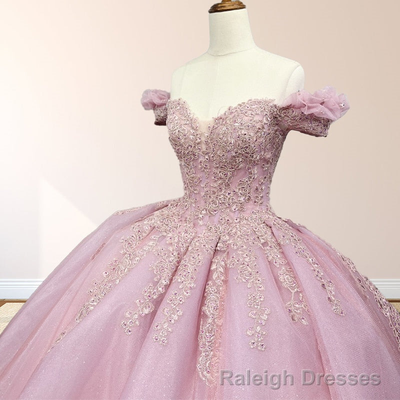 Pink Ball Gowns Off the Shoulder Quinceanera Dresses