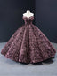 Pink Ball Gown Sequins Off the Shoulder Luxury Prom Dress