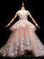 Pink Ball Gown Tulle Applqiues Off The Sholuder Princess Dress