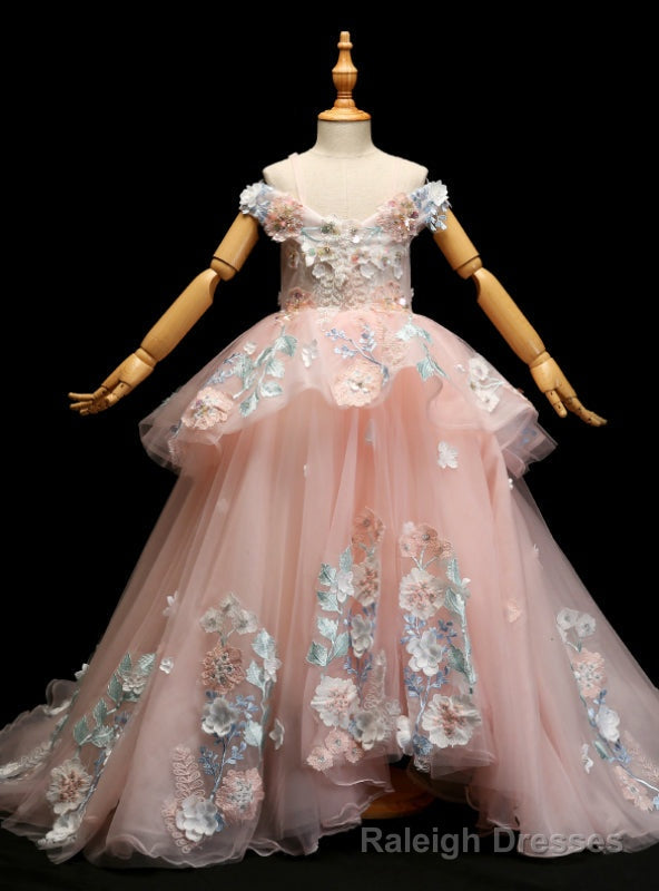 Pink Ball Gowns Tulle Applqiues Off The Sholuder Princess Dress Main image