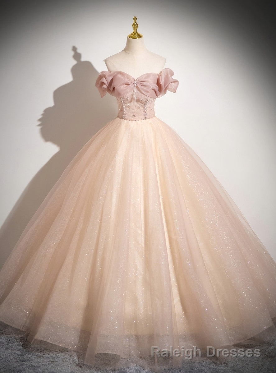 Pink Ball Gowns Tulle Off the Shoulder Quinceanera Dress Main image