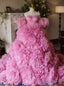 Pink Ball Gowns Tulle Strapless Princess Quinceanera Dress