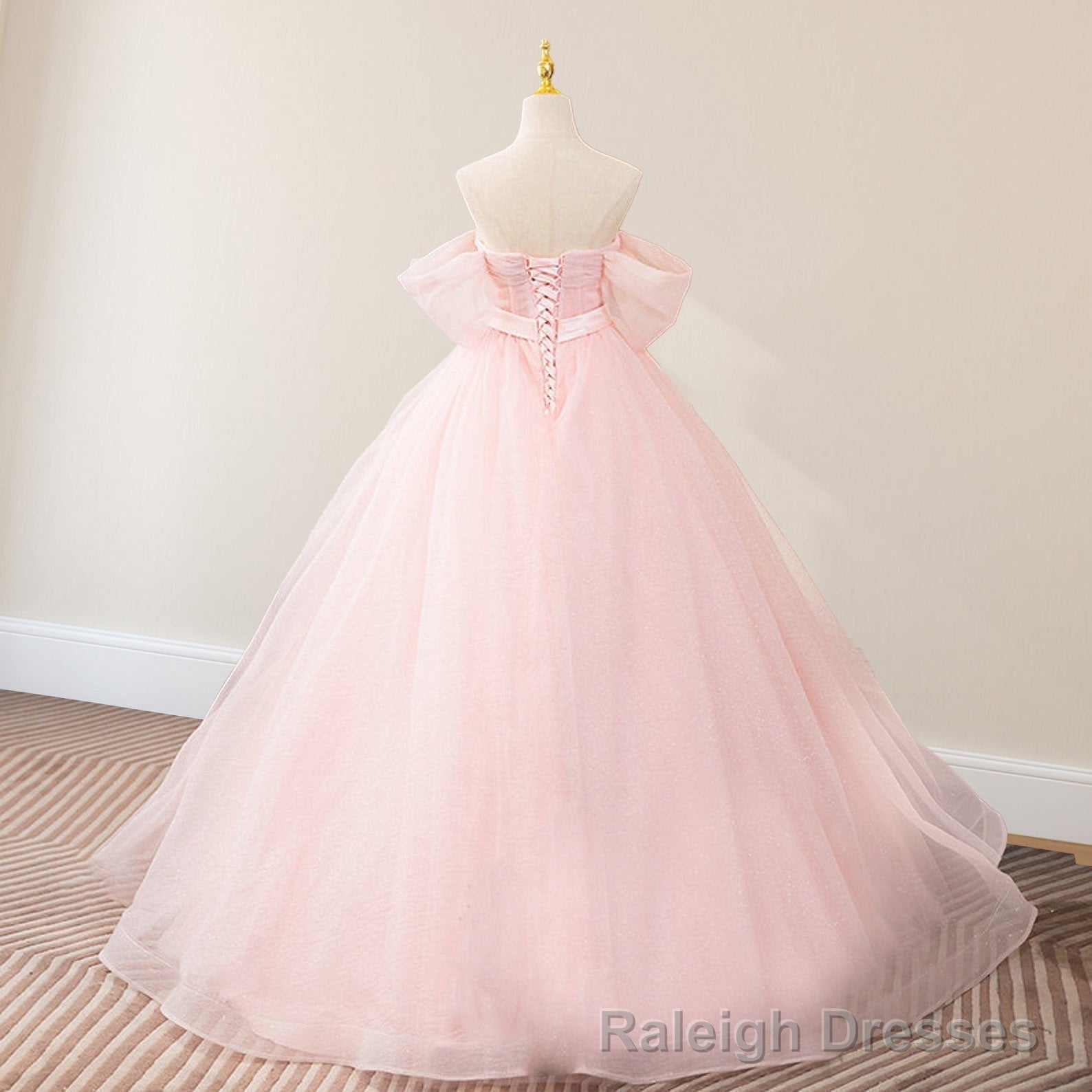 Pink Ball-Gowns Tulle Sweetheart Floor Length Wedding Dress with Sashes Secondary image