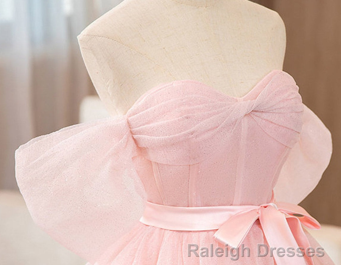 Pink Ball-Gowns Tulle Sweetheart Floor Length Wedding Dress with Sashes