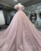 Pink Butterfly Embroidery Ball Gown Dress
