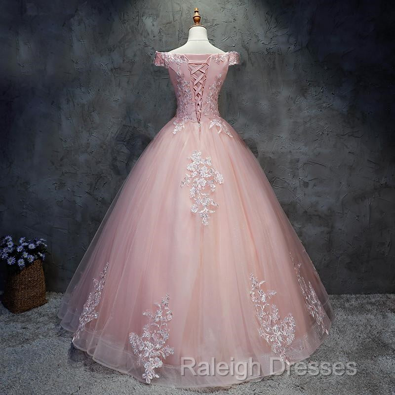 Pink Cap Sleeves Ball Gown Tulle With Lace Sweet 16 Prom Dress Long Quinceanera Dress Secondary image