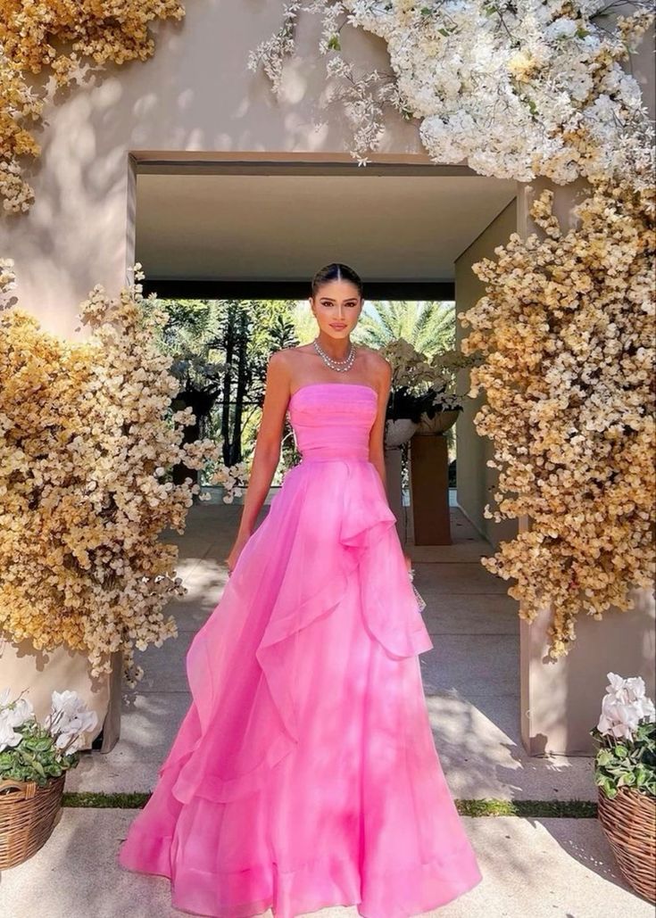 Pink Long Prom Gown Pink Prom Dress