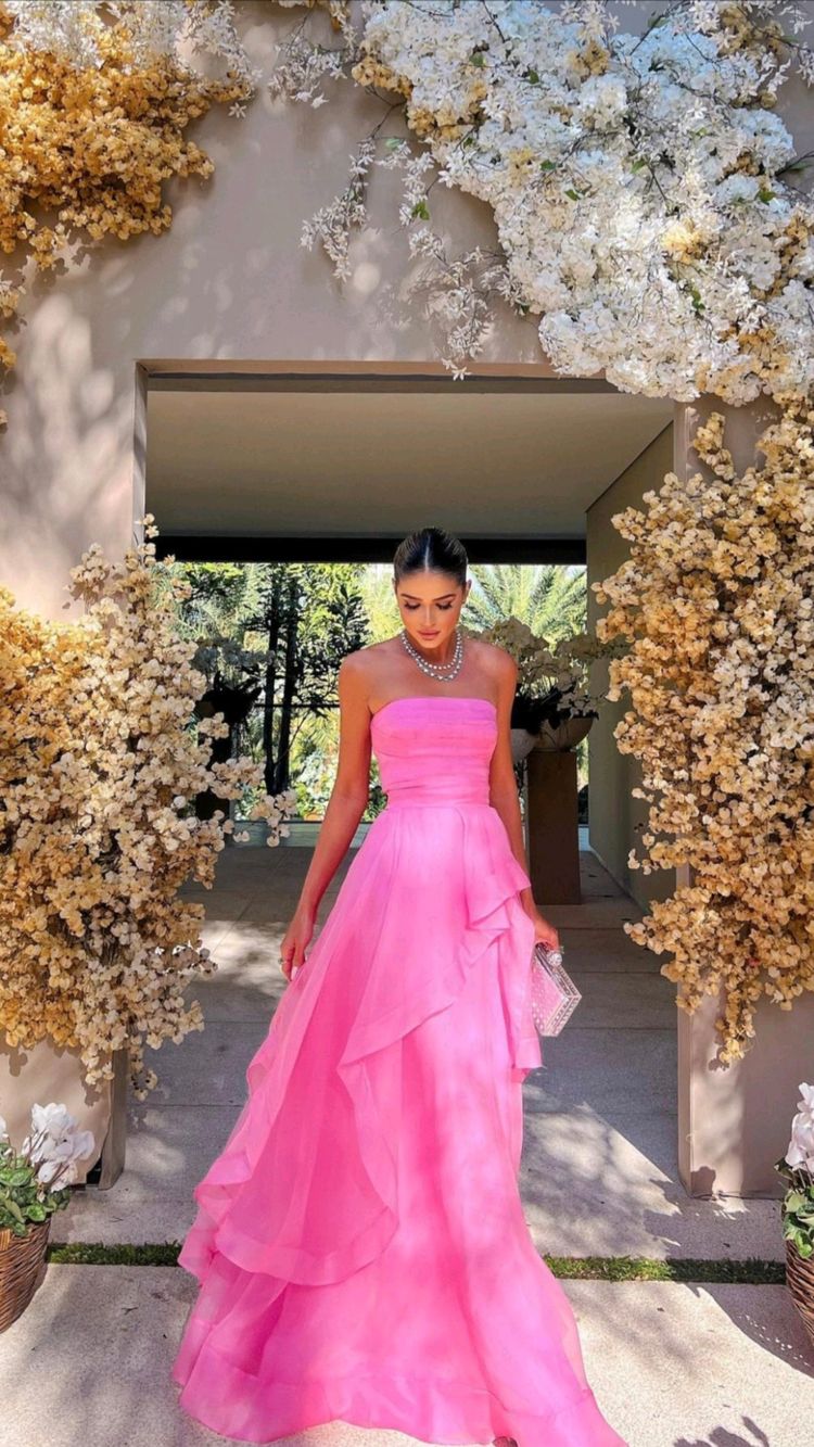 Pink Long Prom Gown Pink Prom Dress