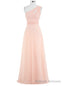 Pink Chiffon Floor Length A-Line One Shoulder Bridesmaid Dress
