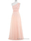 Pink Chiffon Floor Length A Line One Shoulder Bridesmaid Dress
