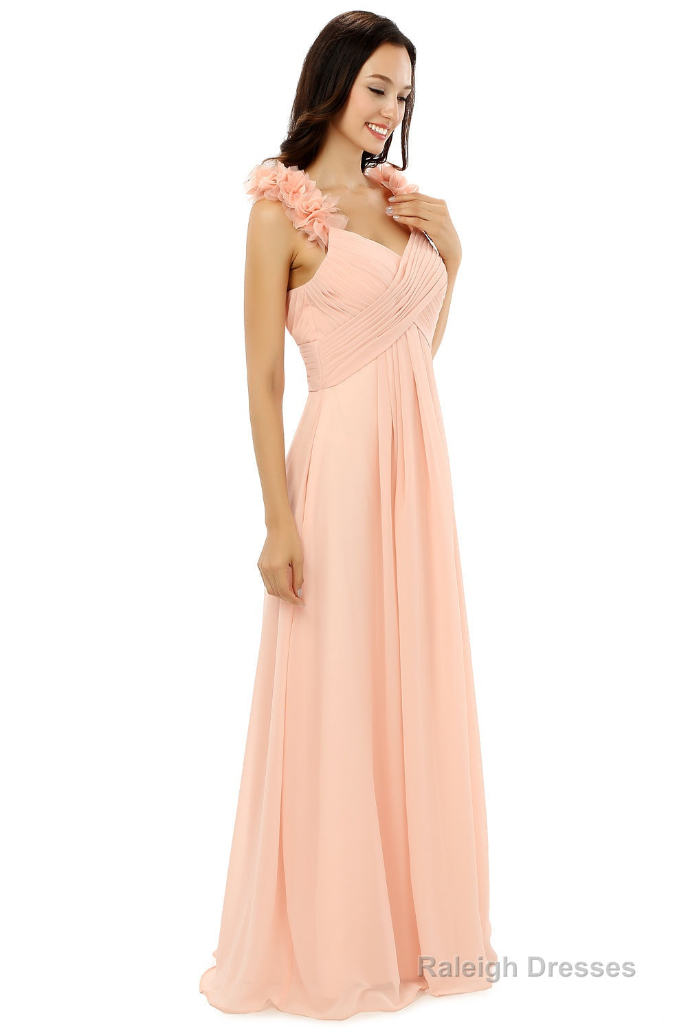 Pink Chiffon Halter Backless With Pleats Bridesmaid Dresses