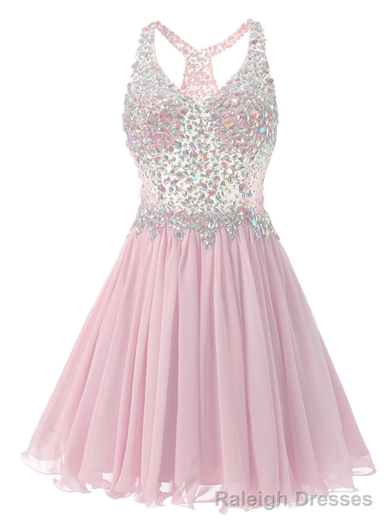 Pink Chiffon V Neck Homecoming Dress Main image