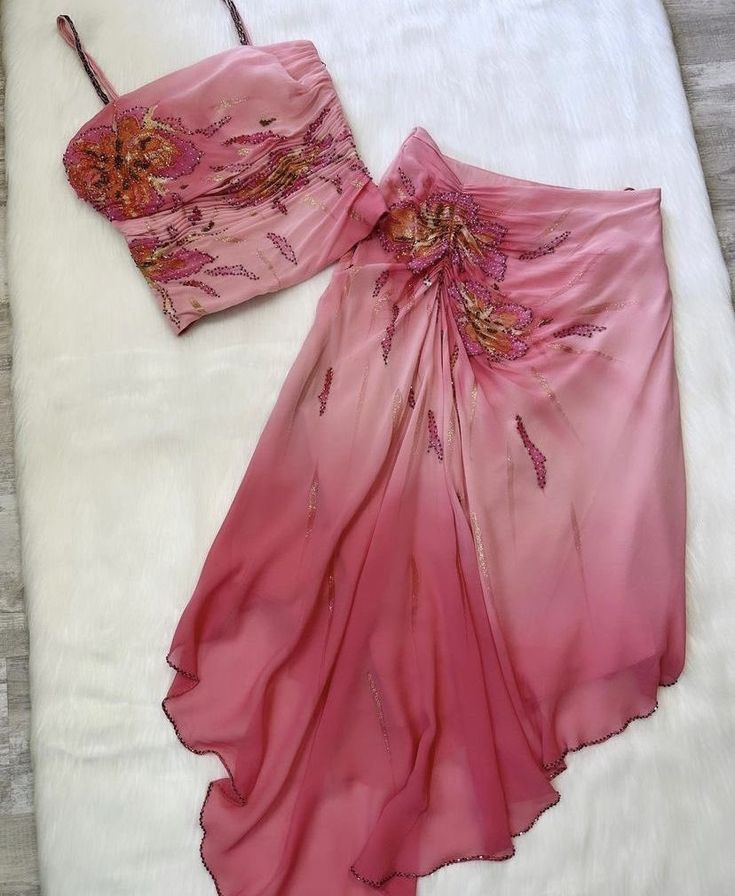 (Out Of Stock)Pink Gorgeous Exquisite Beaded Spaghetti Strap Long Chiffon Elegant Suit Ball Gown Evening Dress Party Dress Prom Dress