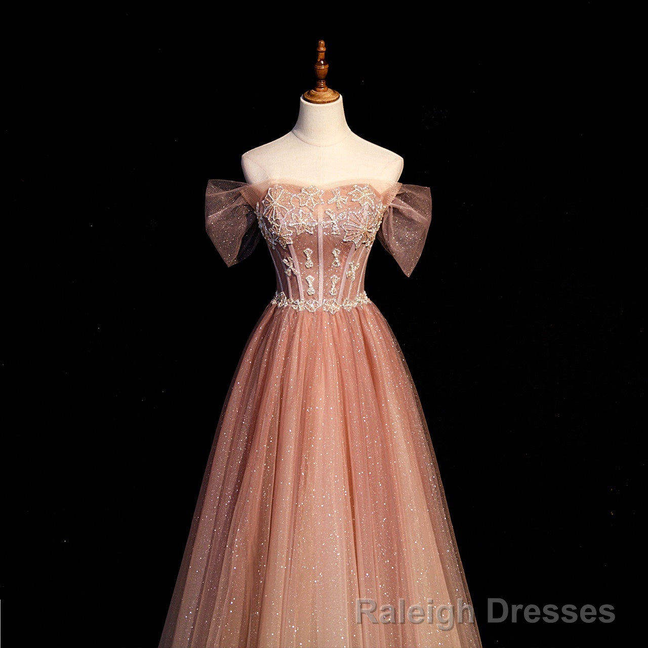 Pink Gradient Beaded Sweetheart Party Dress, Pink Gradient Evening Party Dresses