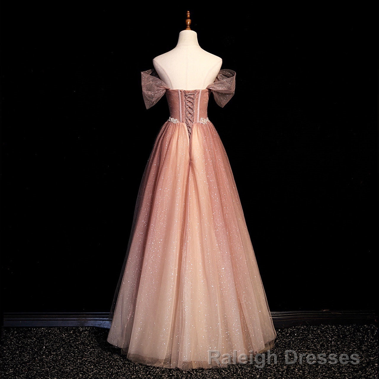 Pink Gradient Beaded Sweetheart Party Dress, Pink Gradient Evening Party Dresses