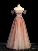 Pink Gradient Beaded Sweetheart Party Dress, Pink Gradient Evening Party Dresses